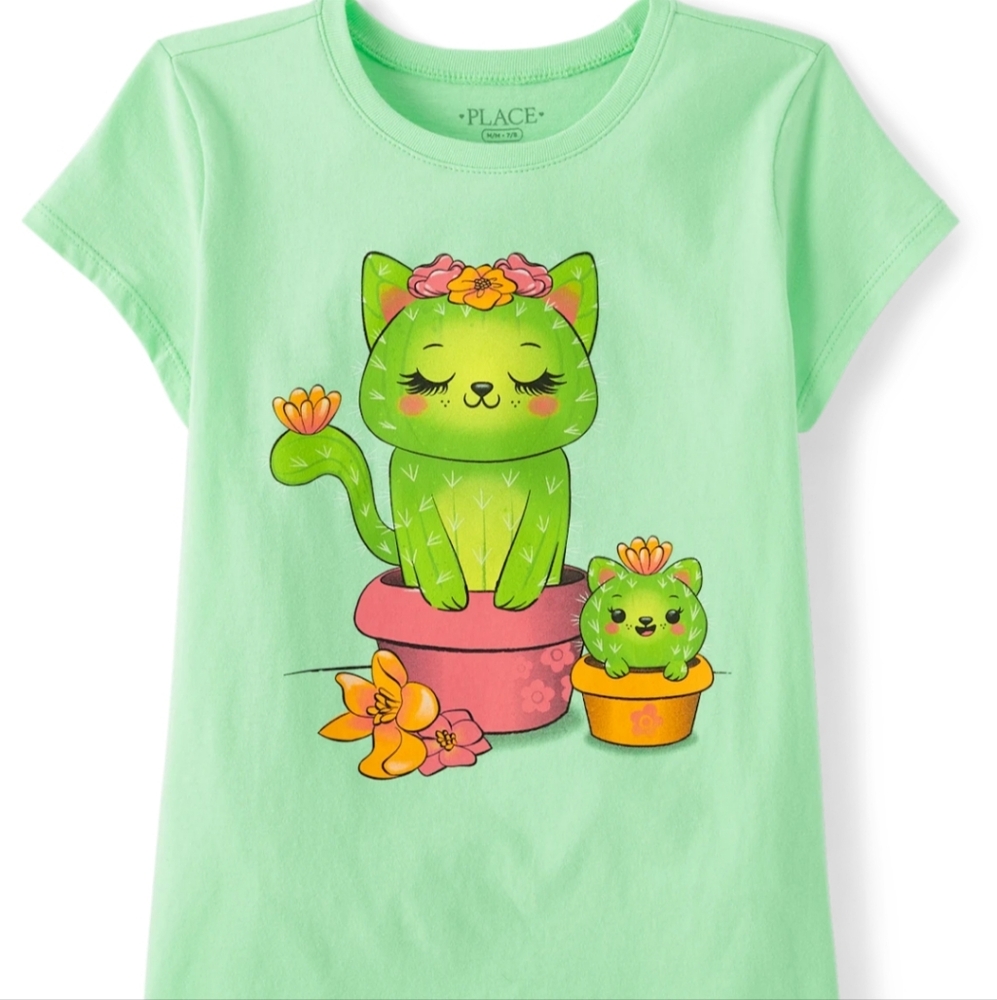 The Children's Place Green Cat Graphic Tee